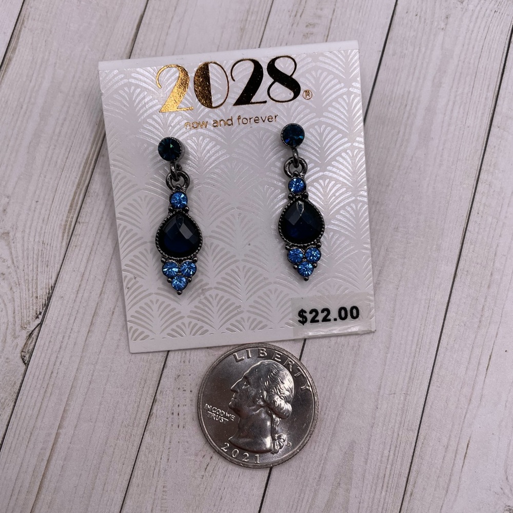 NWT 1928 Deep Blue Drop Earrings - Picture 5 of 7
